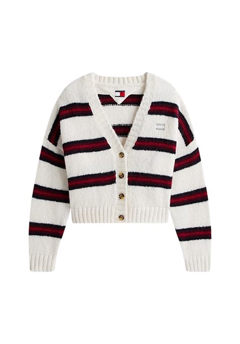 Cardigan relaxed fit a righe con distintivo ANCIENT WHITE Tommy Hilfiger | DW0DW21678YBH